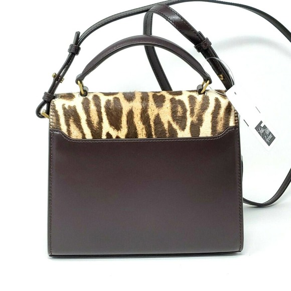 Saint Laurent YSL Mini Cassandra Leopard Print Calf Hair Top Handle Bag Brown - Picture 5 of 11